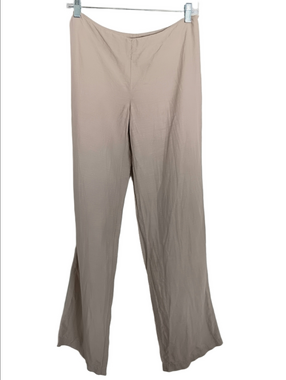 Tommy Bahama Silk/Linen Blend Trousers Light Beige Flat Front Side Zip Straight